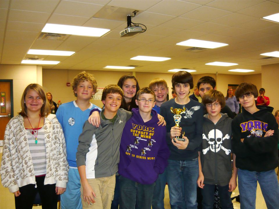 A team from York Central Schools celebrates their win at the Academic Challenge Bowl.